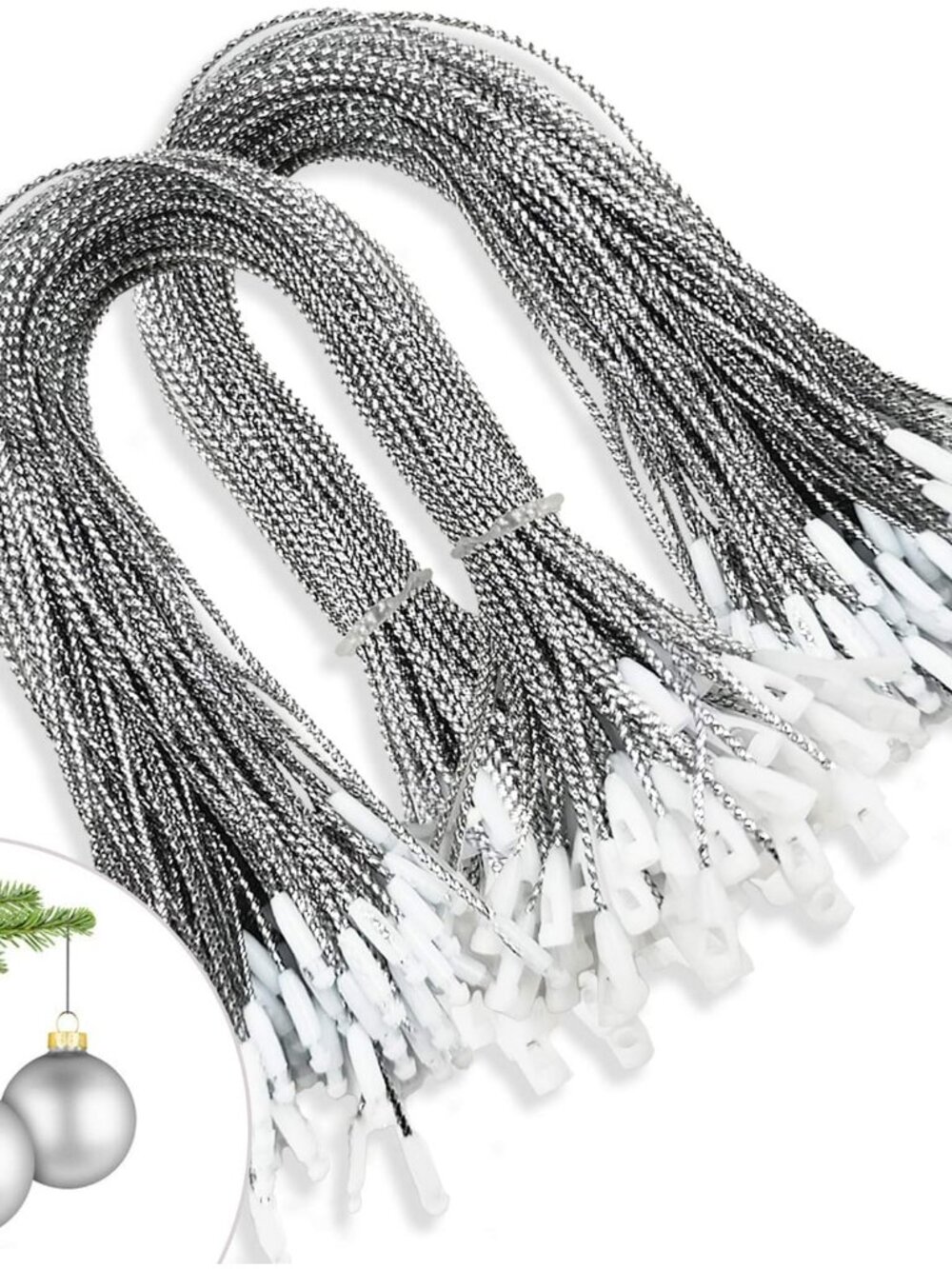Christmas Tree Ornament String Hanger Precut Ribbon Hook with Snap Fastener